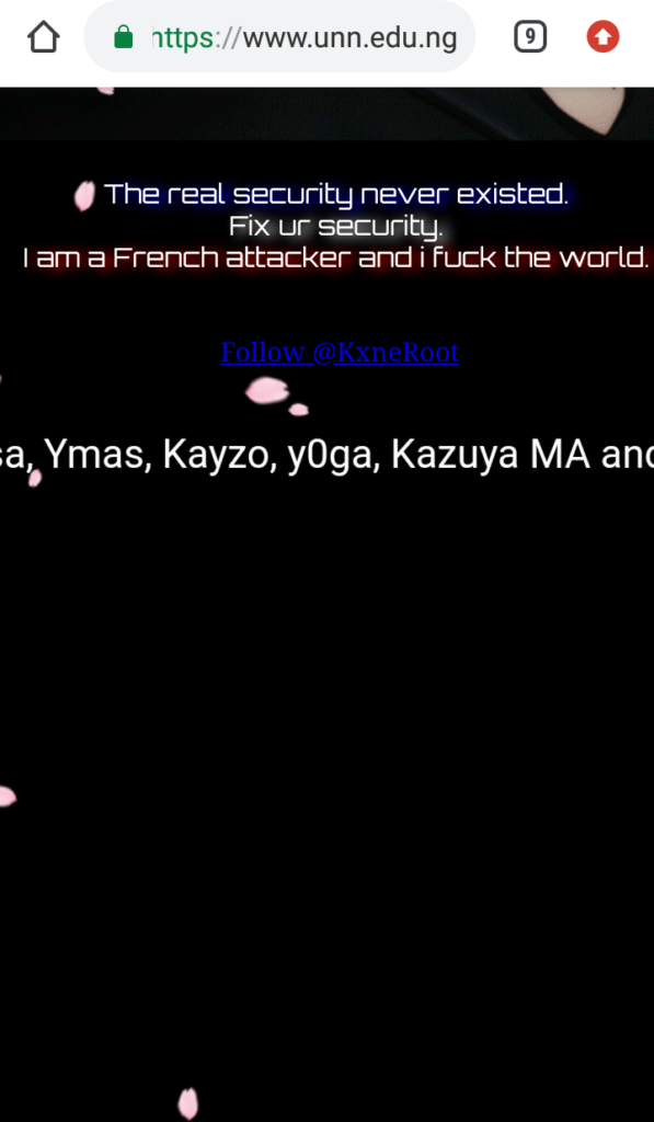 UNN website got hacked by French hacker